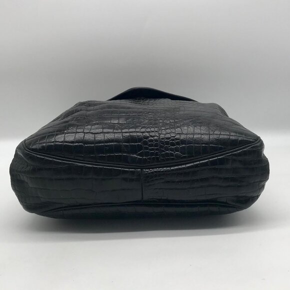 Sharif Vintage Black Croc Embossed Leather Studded Crossbody - Picture 5 of 12